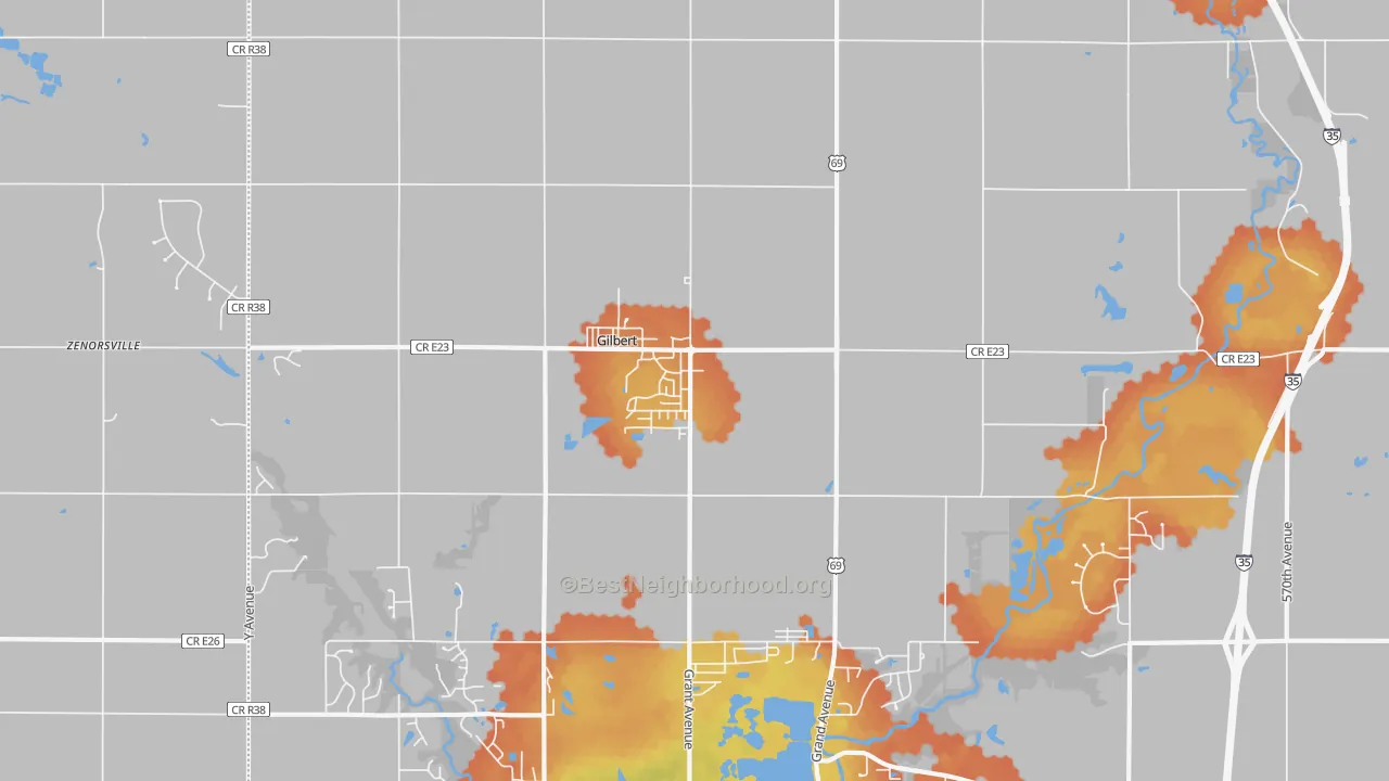 Bike Grade map of Gilbert, IA