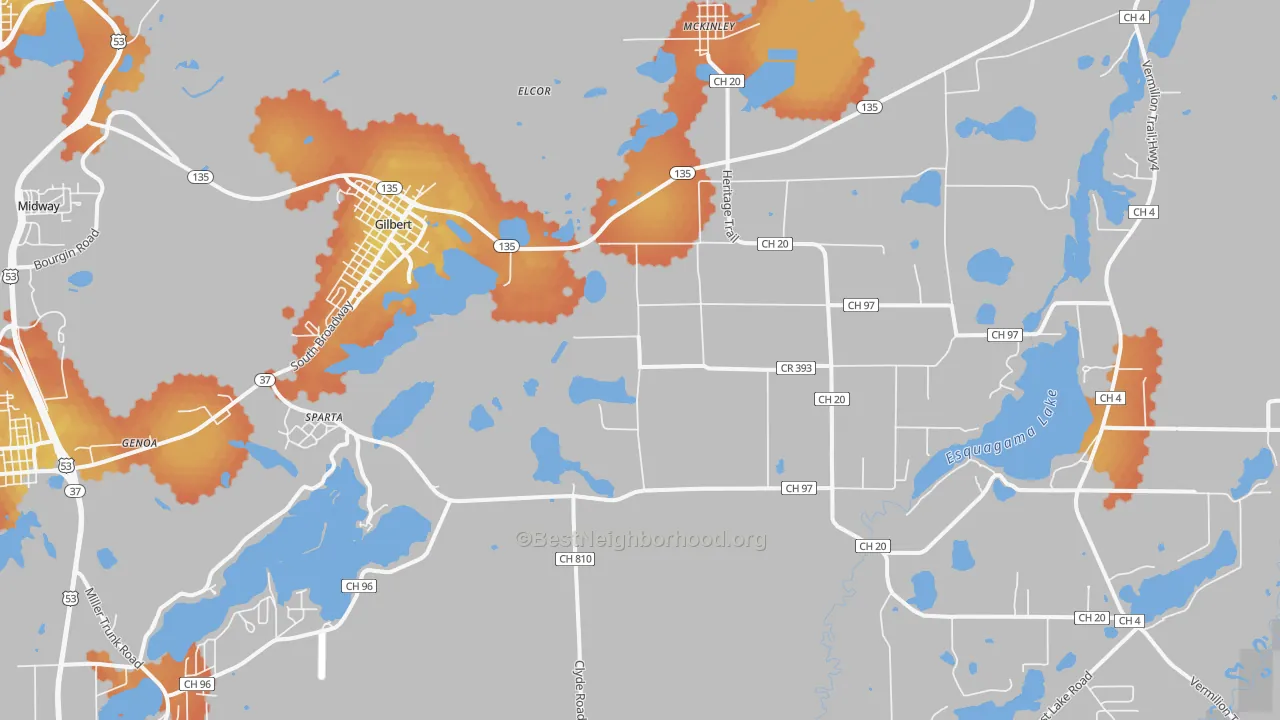 Bike Grade map of Gilbert, MN