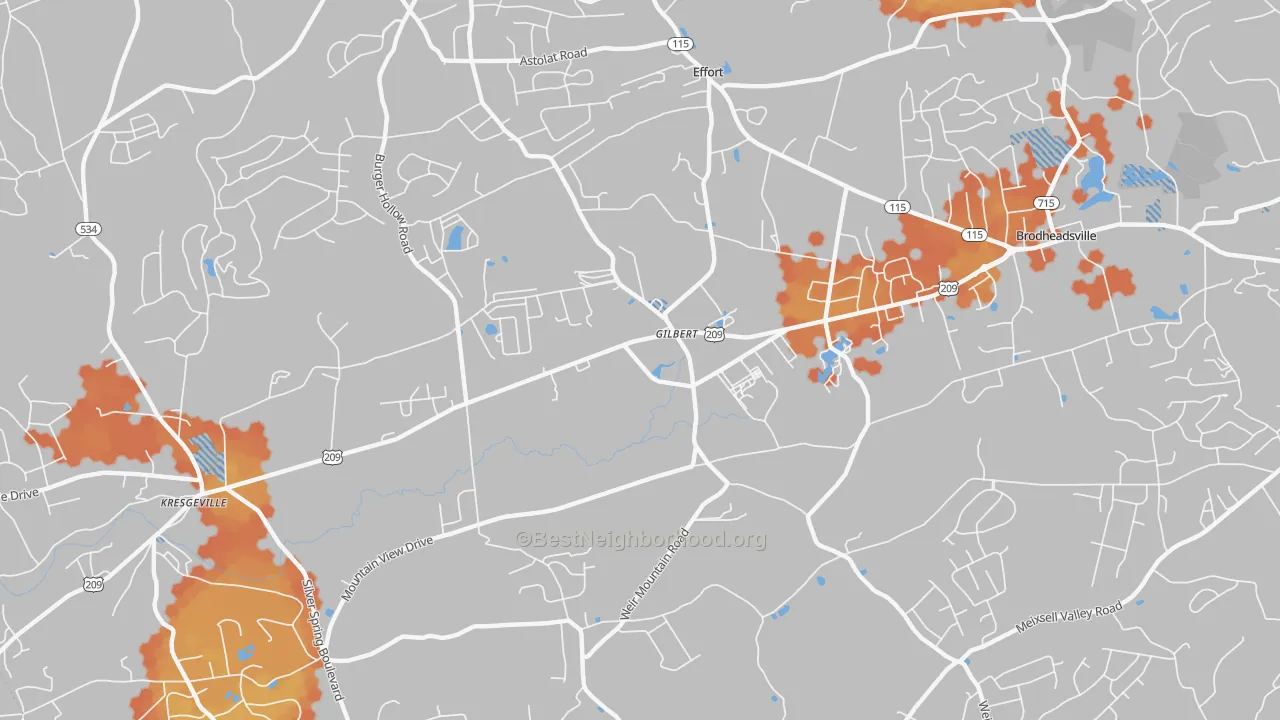 Bike Grade map of Gilbert, PA