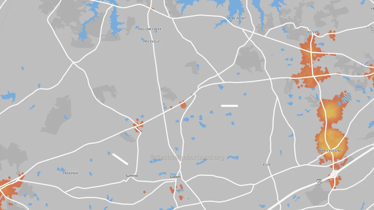 Bike Grade map of Gilbert, SC