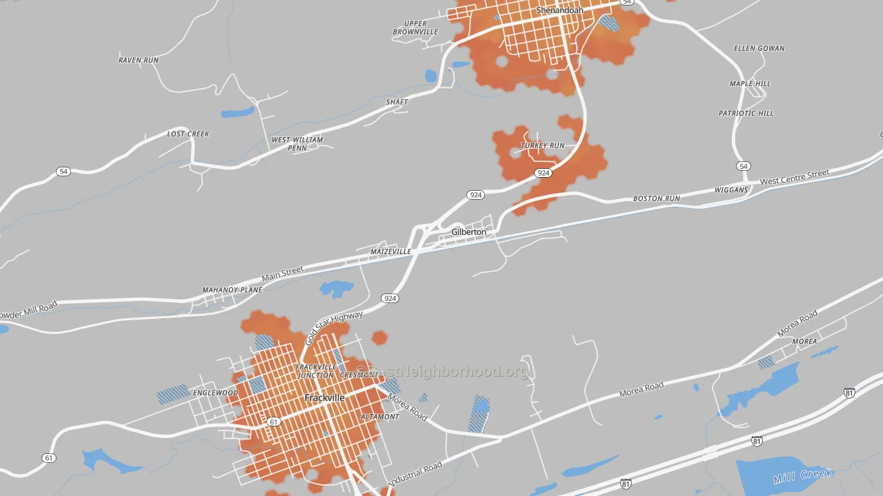 Bike Grade map of Gilberton, PA