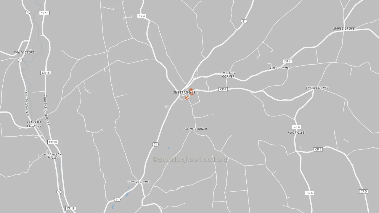 Bike Grade map of Gilbertsville, NY
