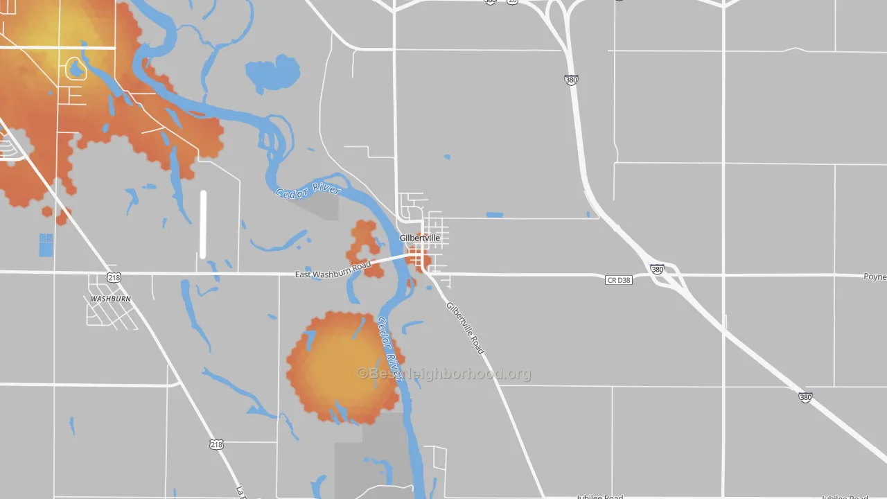 Bike Grade map of Gilbertville, IA