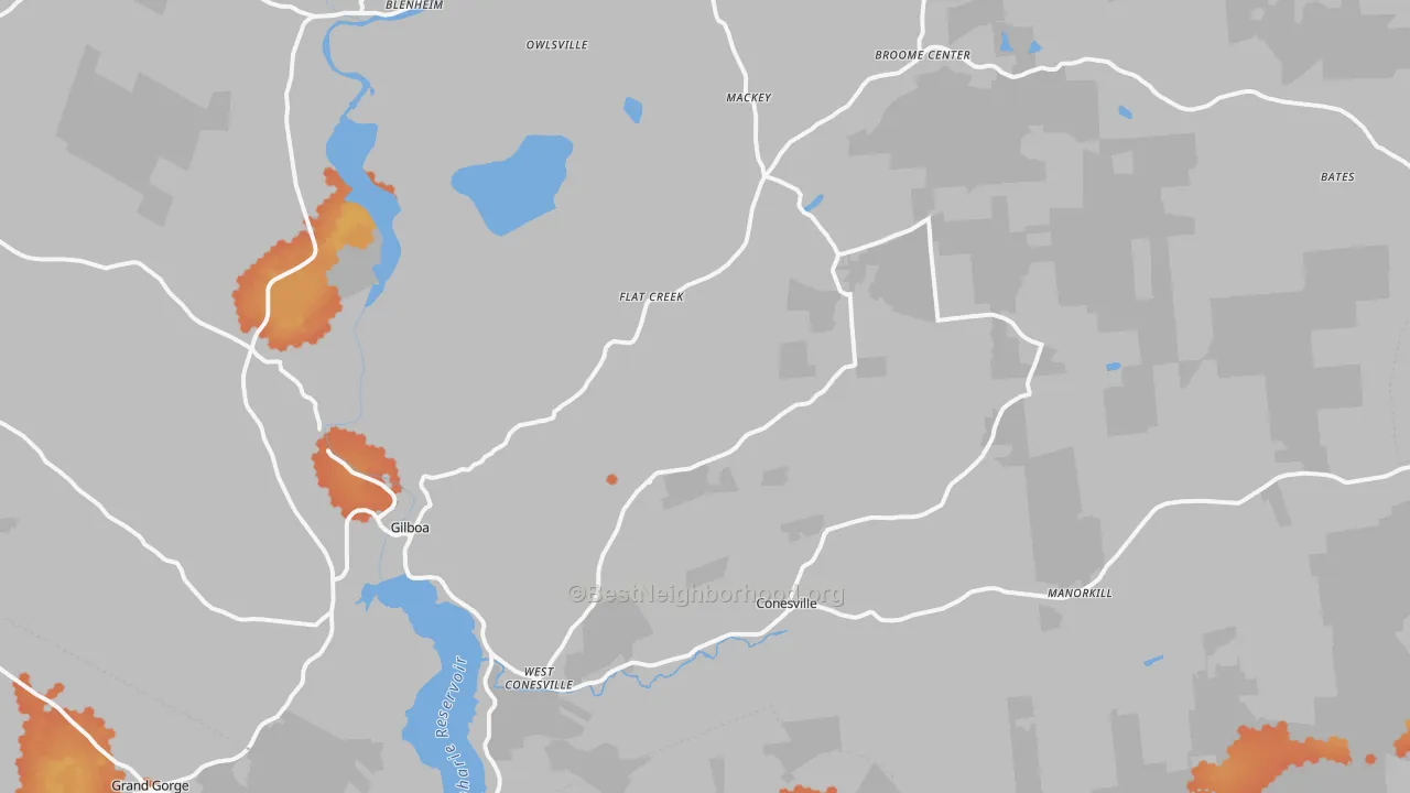 Bike Grade map of Gilboa, NY