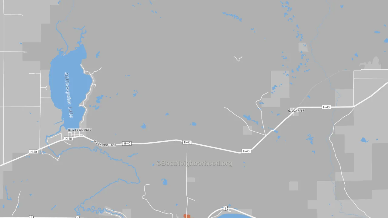 Bike Grade map of Gilchrist, MI