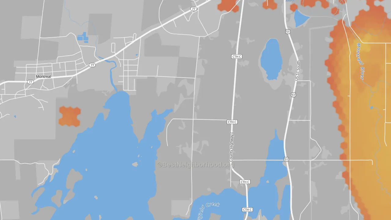 Bike Grade map of Gile, WI