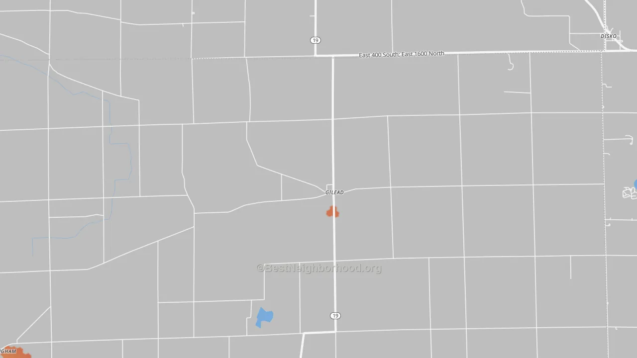 Bike Grade map of Gilead, IN