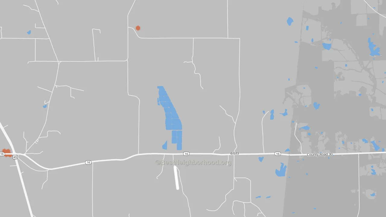Bike Grade map of Giles, MS