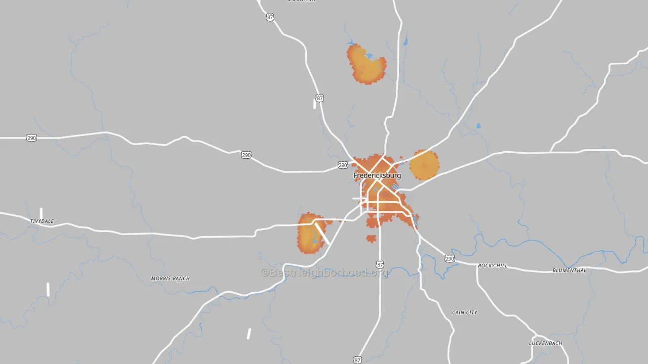Bike Grade map of Gillespie County, TX