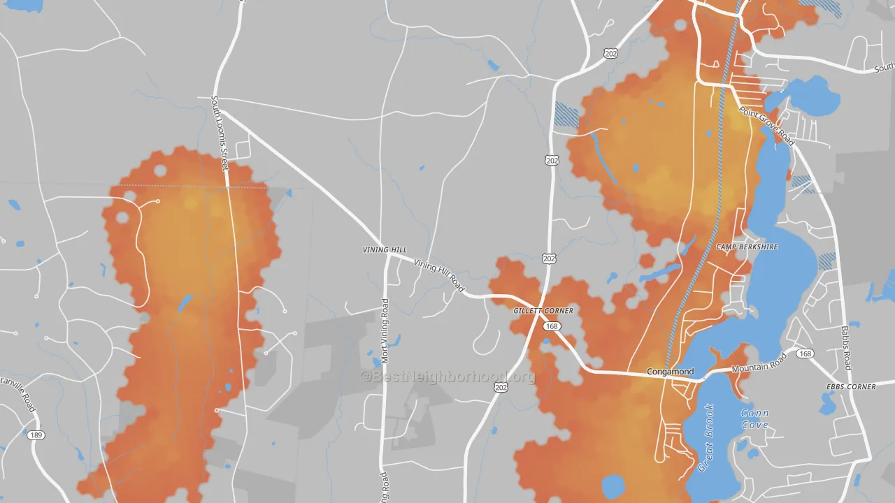 Bike Grade map of Gillett Corner, MA