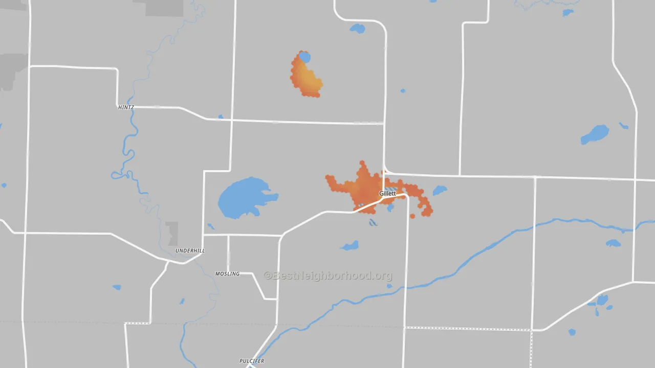 Bike Grade map of Gillett, WI