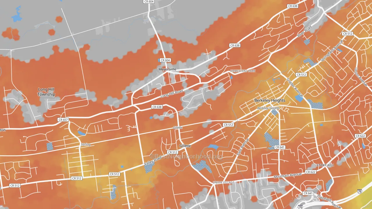 Bike Grade map of Gillette, NJ