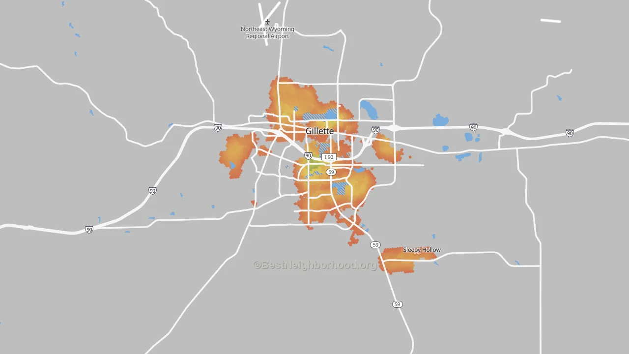 Bike Grade map of Gillette, WY