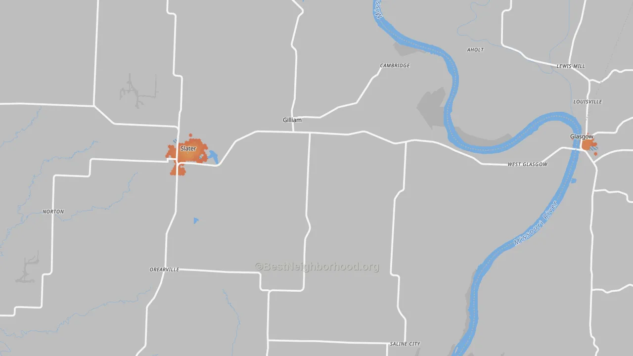 Bike Grade map of Gilliam, MO