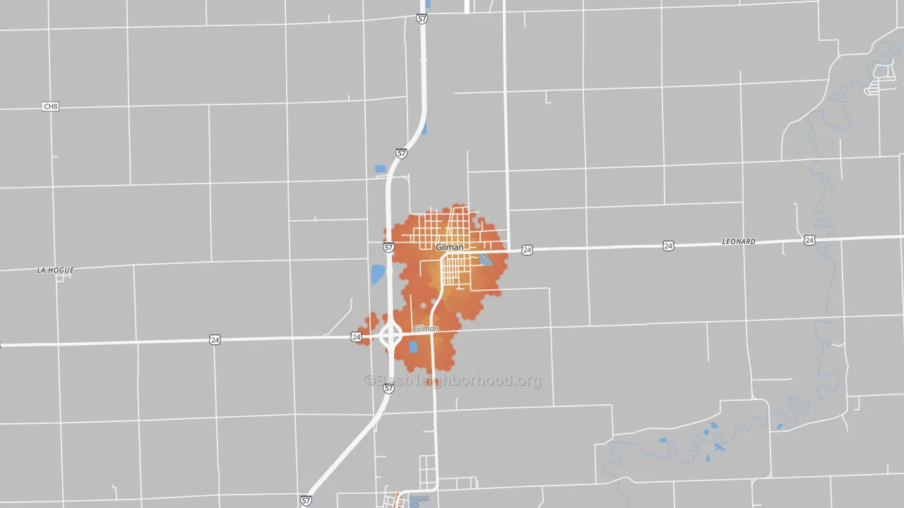 Bike Grade map of Gilman, IL
