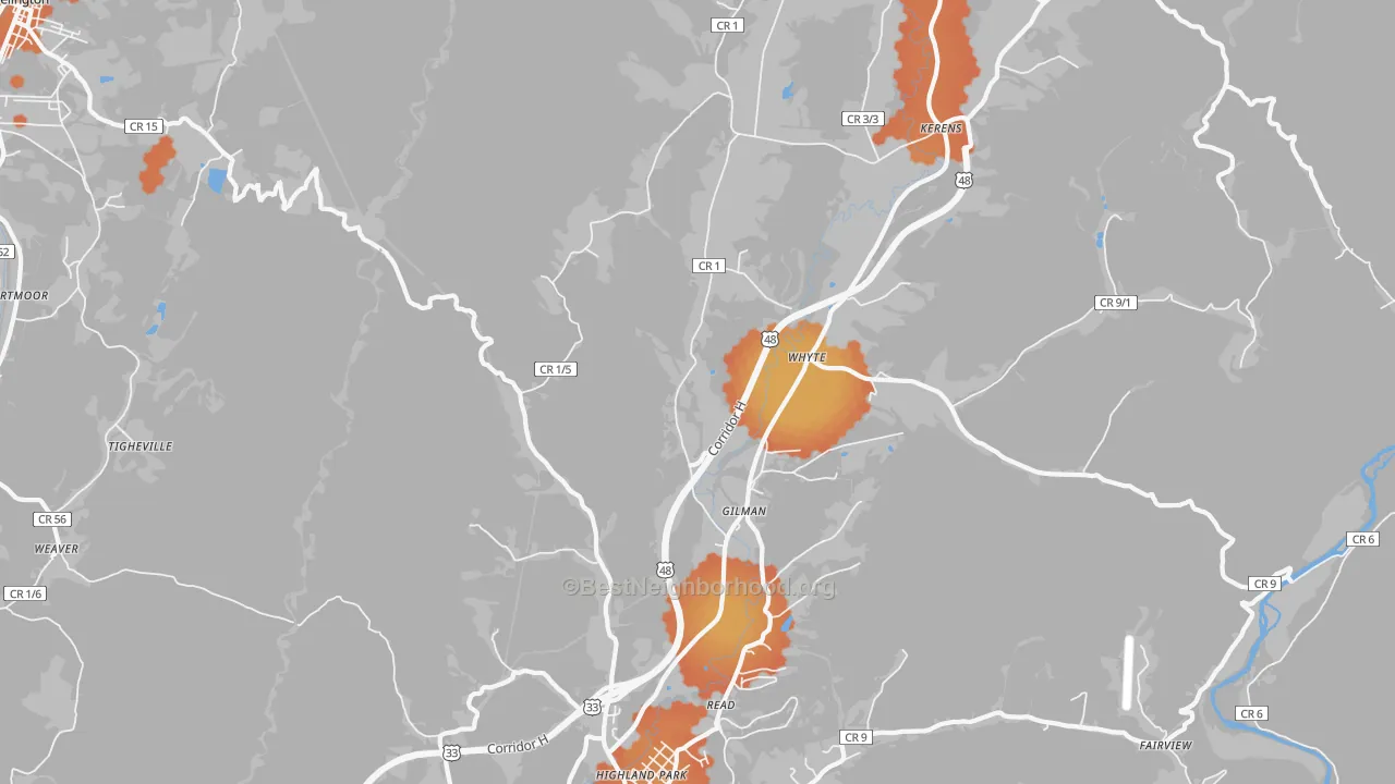 Bike Grade map of Gilman, WV