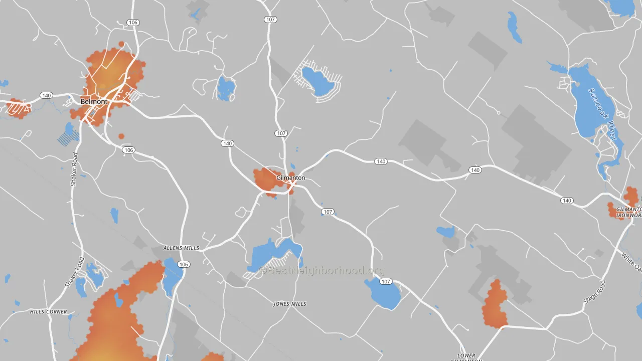 Bike Grade map of Gilmanton, NH