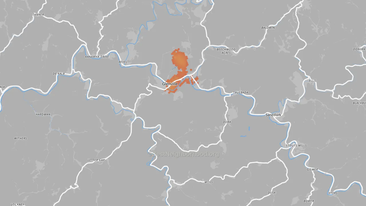 Bike Grade map of Gilmer County, WV