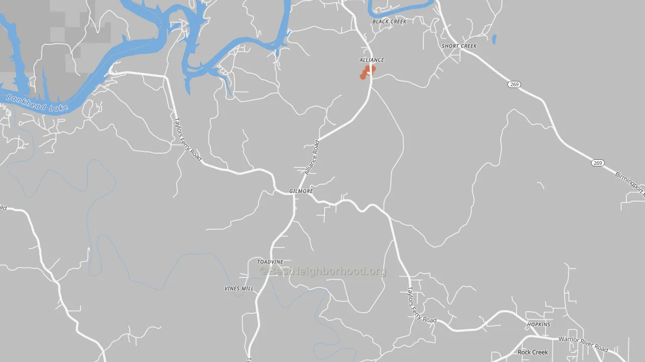 Bike Grade map of Gilmore, AL