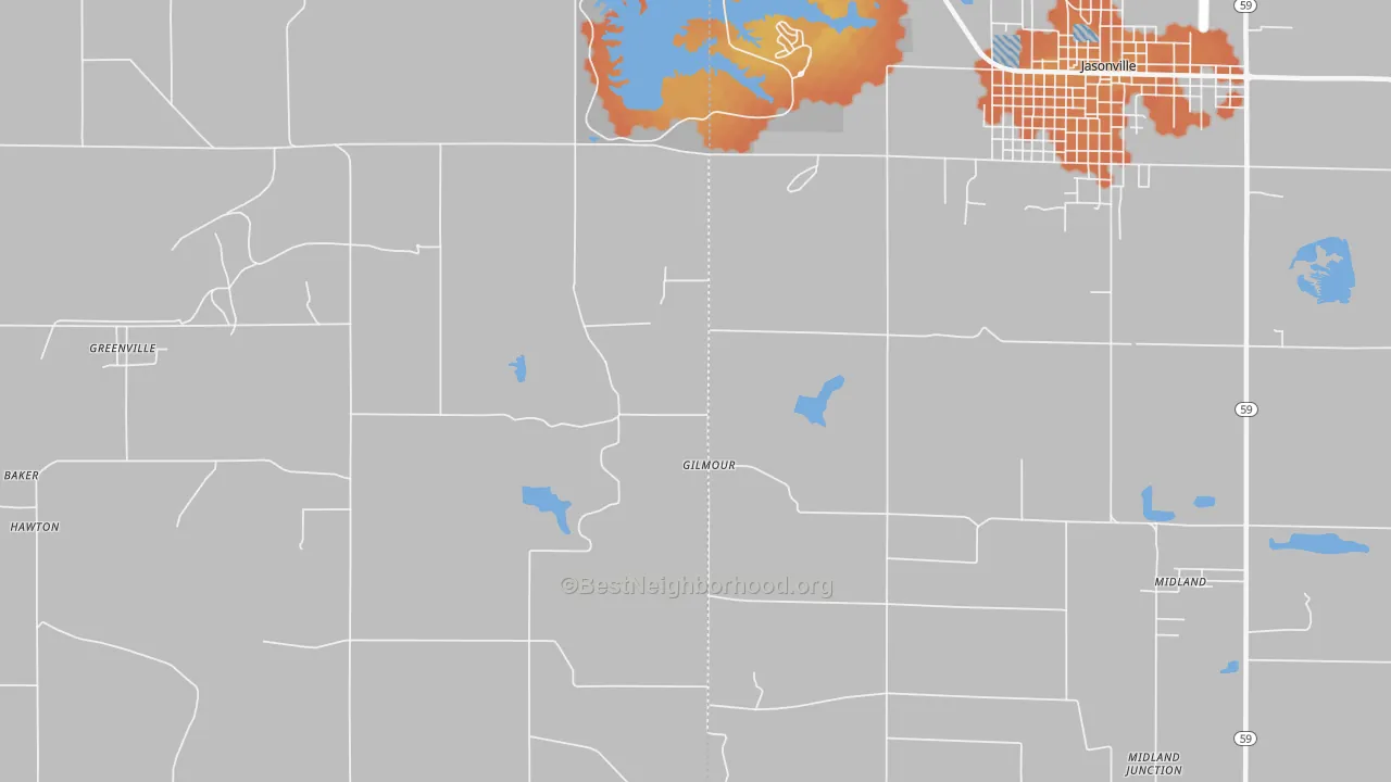 Bike Grade map of Gilmour, IN