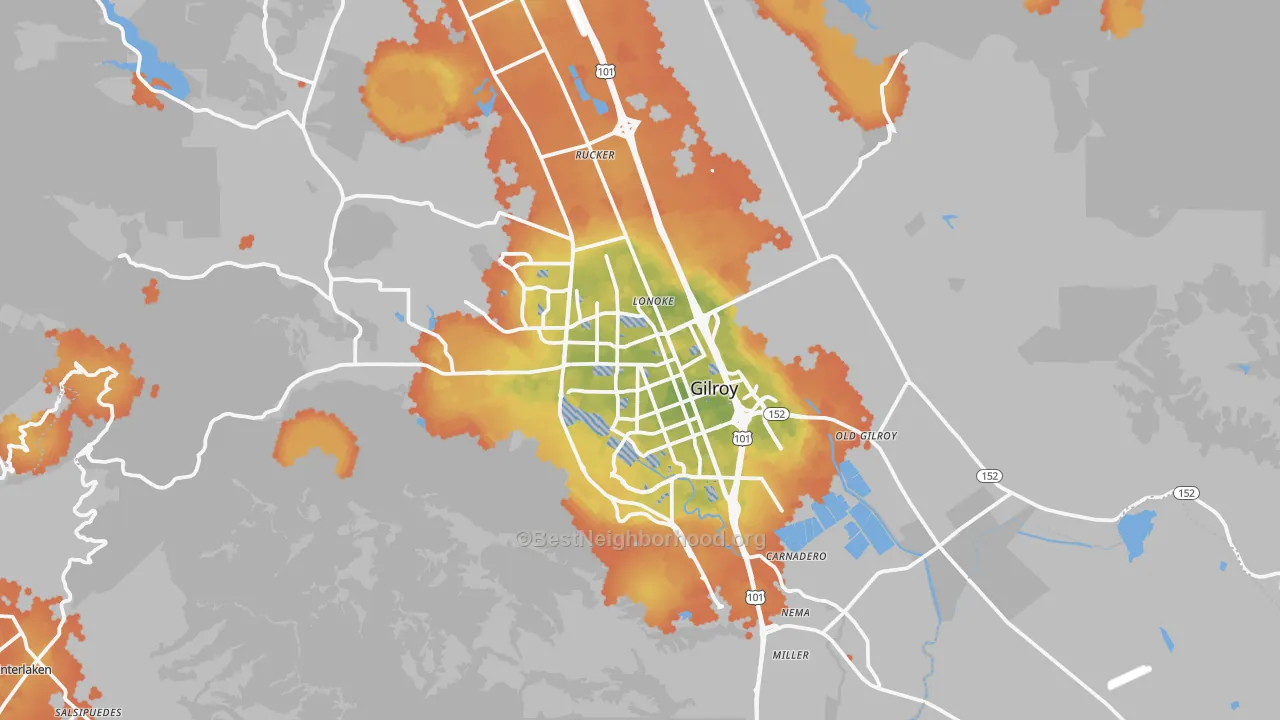 Bike Grade map of Gilroy, CA