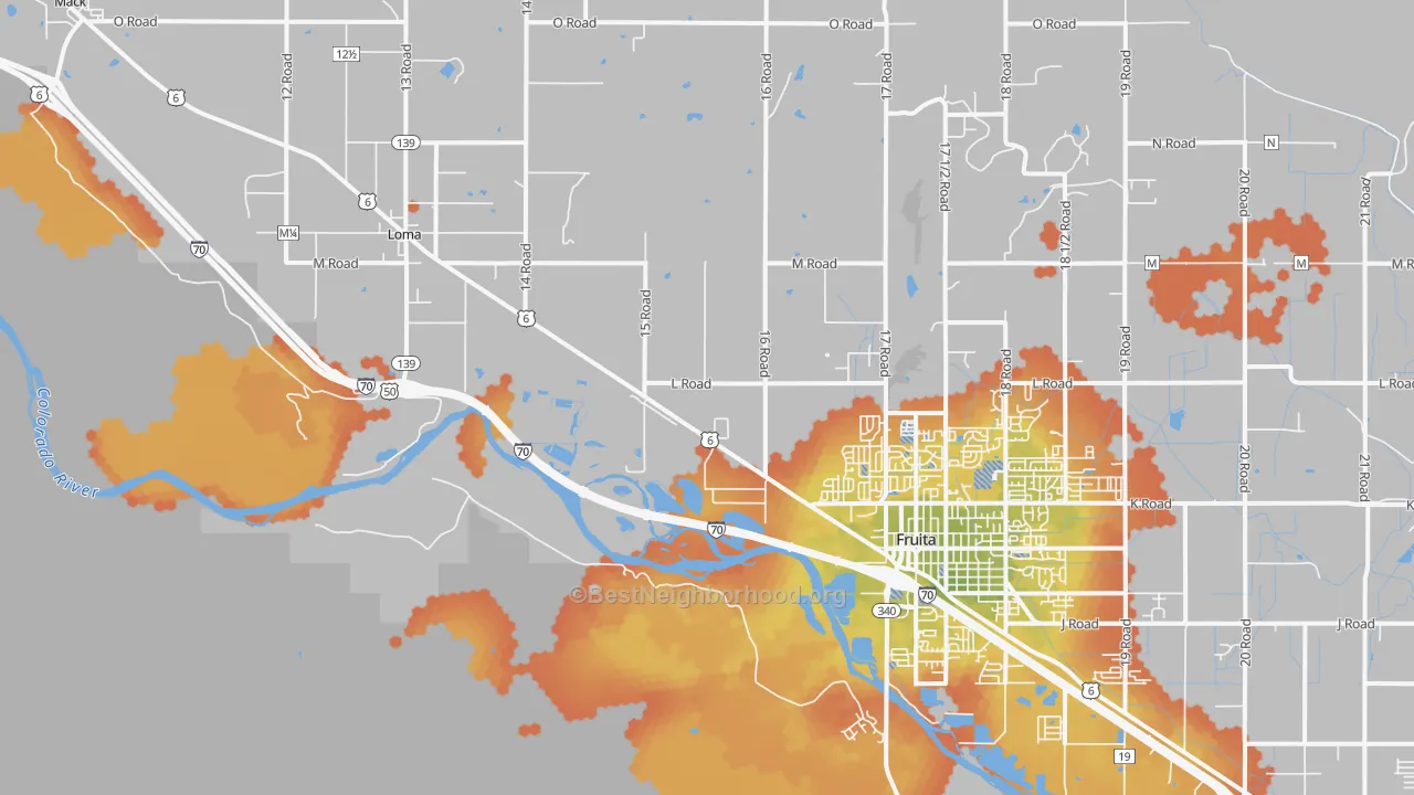 Bike Grade map of Gilsonite, CO