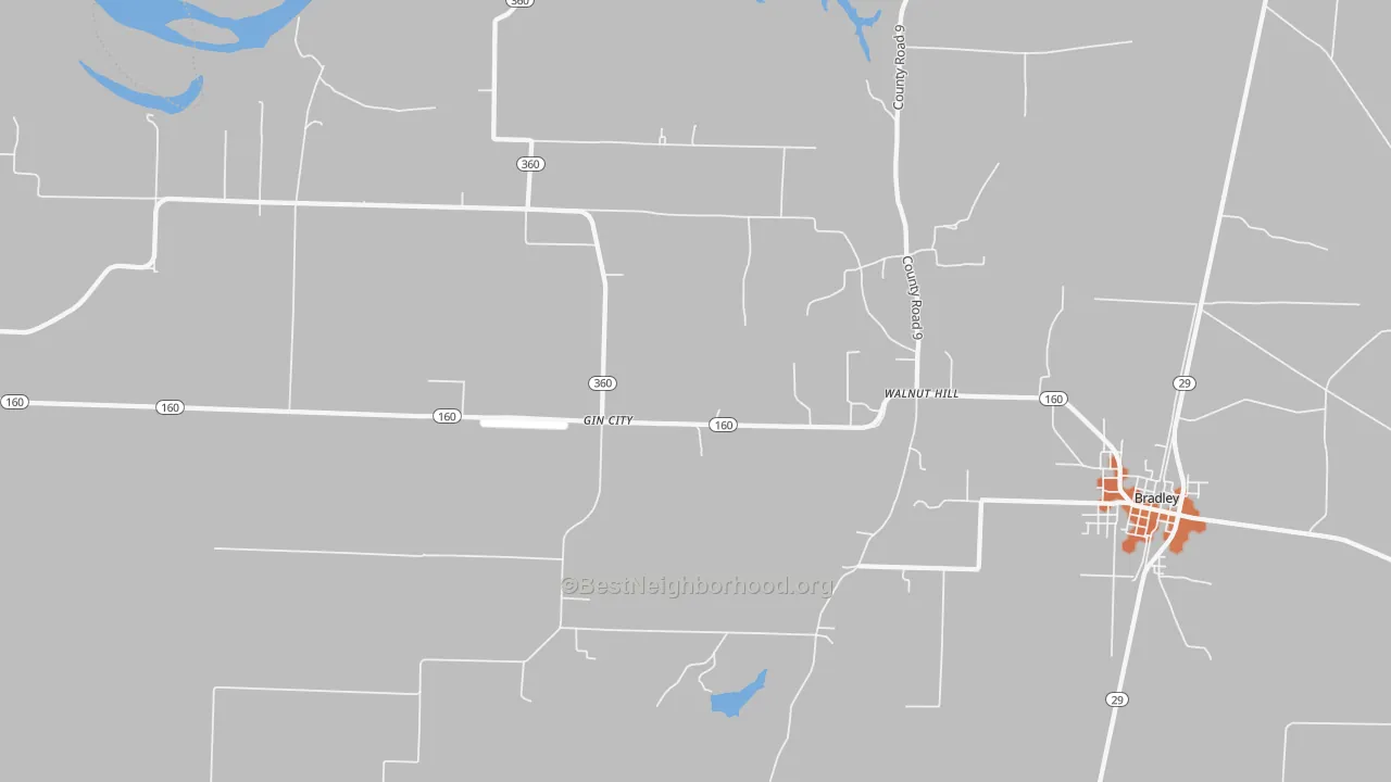 Bike Grade map of Gin City, AR