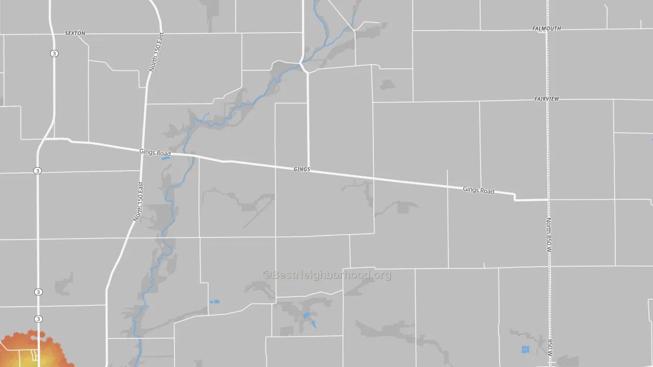 Bike Grade map of Gings, IN