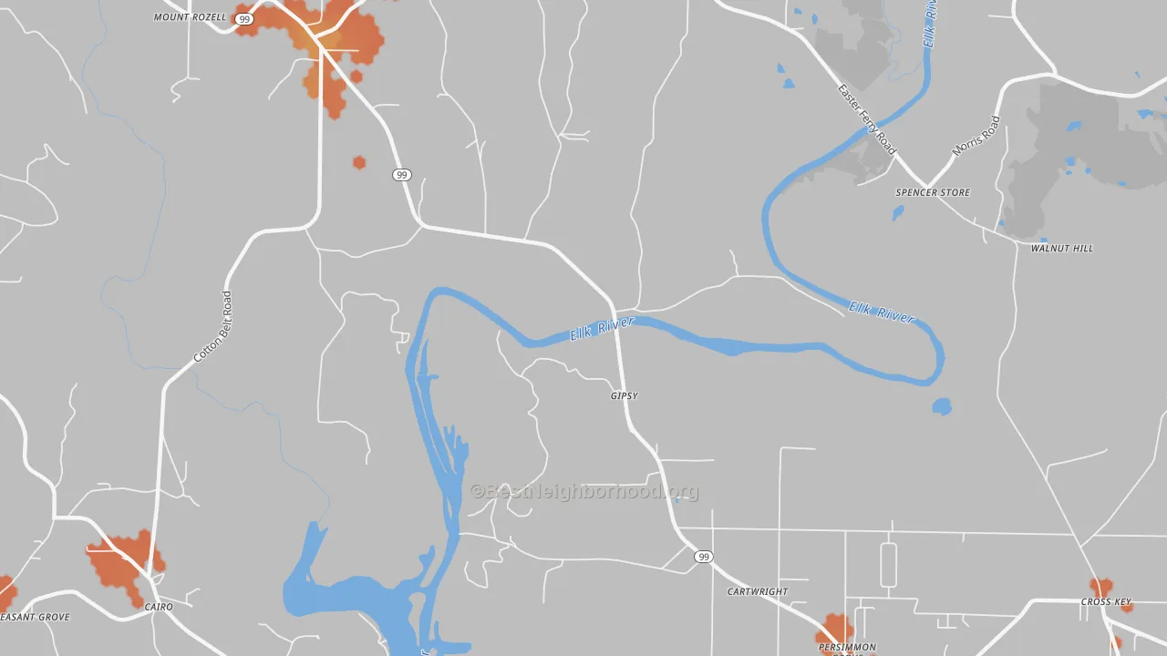Bike Grade map of Gipsy, AL