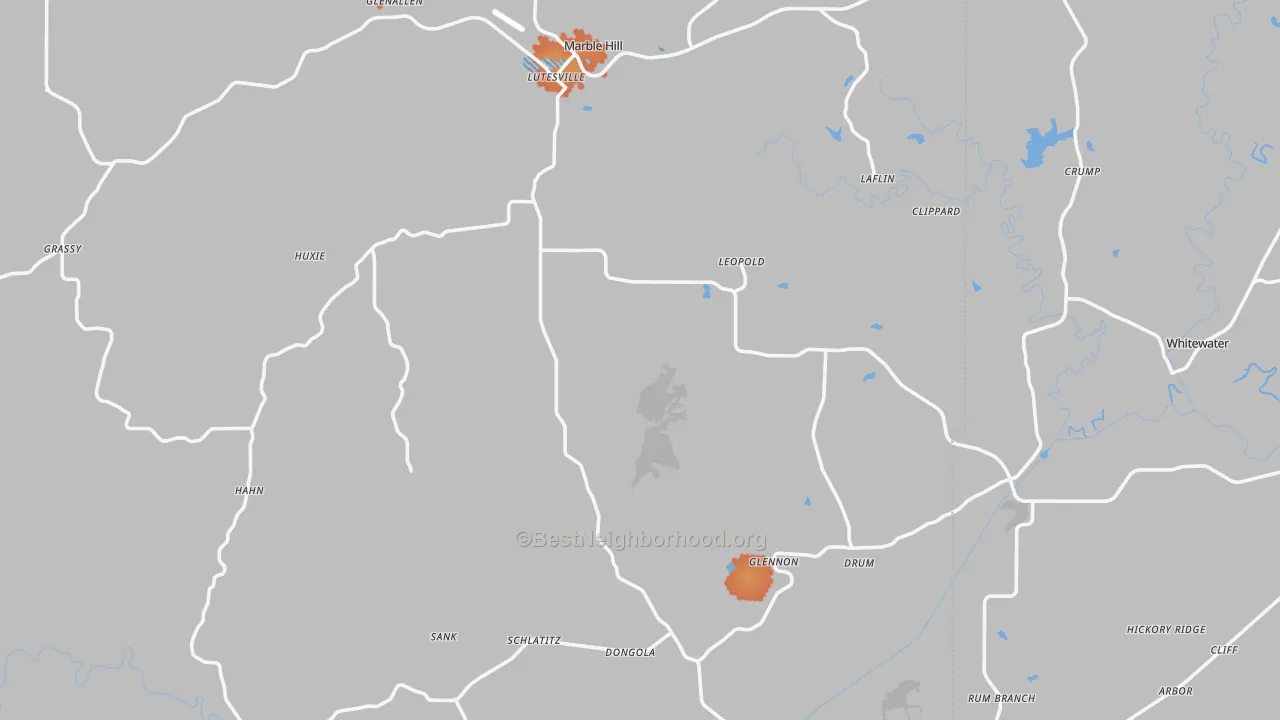 Bike Grade map of Gipsy, MO