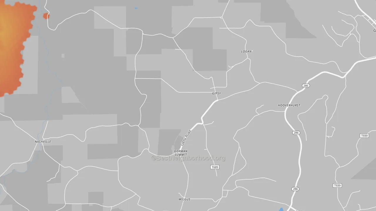 Bike Grade map of Gipsy, PA