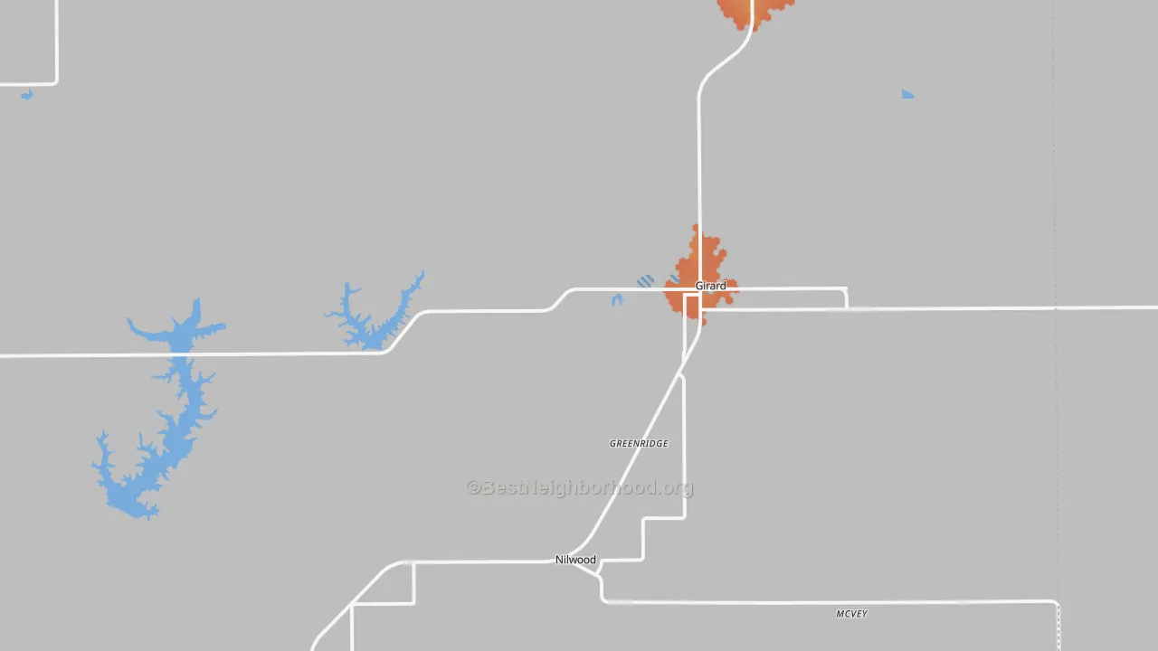 Bike Grade map of Girard, IL