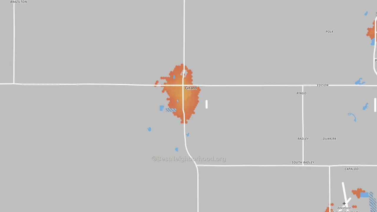 Bike Grade map of Girard, KS