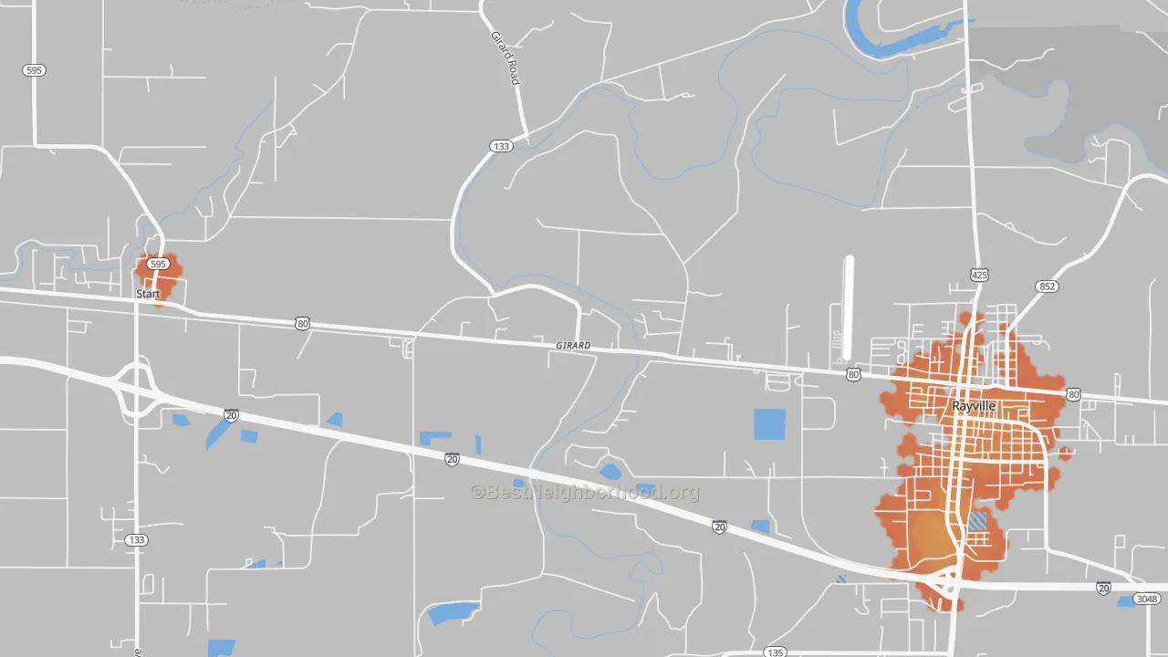 Bike Grade map of Girard, LA