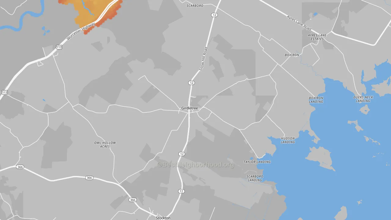 Bike Grade map of Girdletree, MD