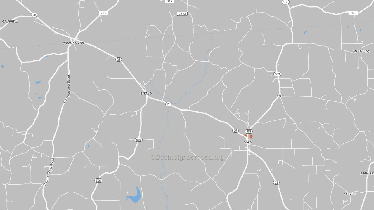 Bike Grade map of Gitano, MS