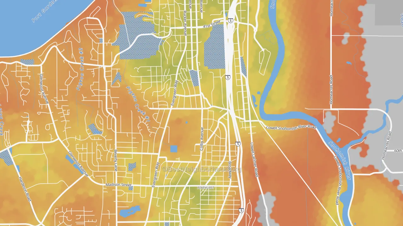 Bike Grade map of Glacier View, Everett, WA