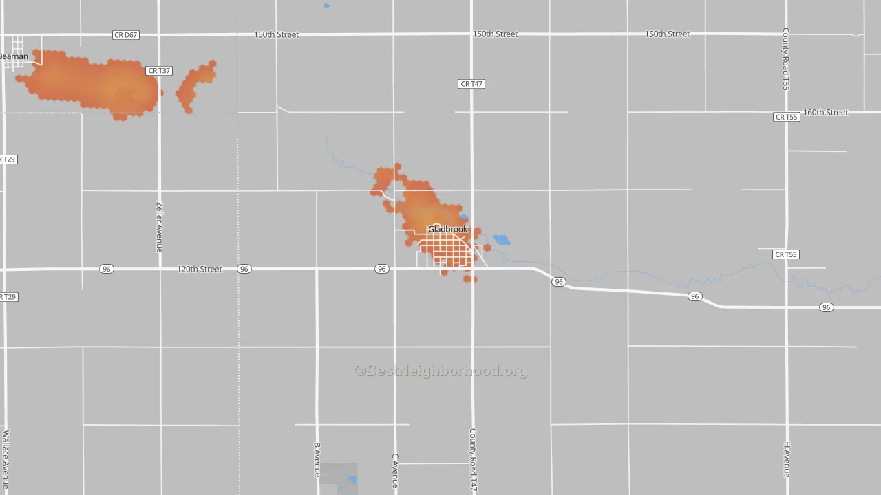 Bike Grade map of Gladbrook, IA