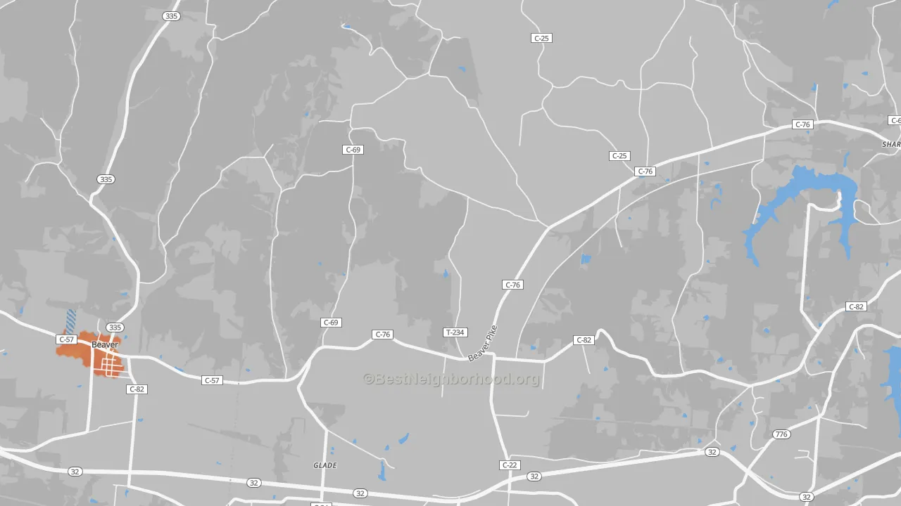 Bike Grade map of Glade, OH
