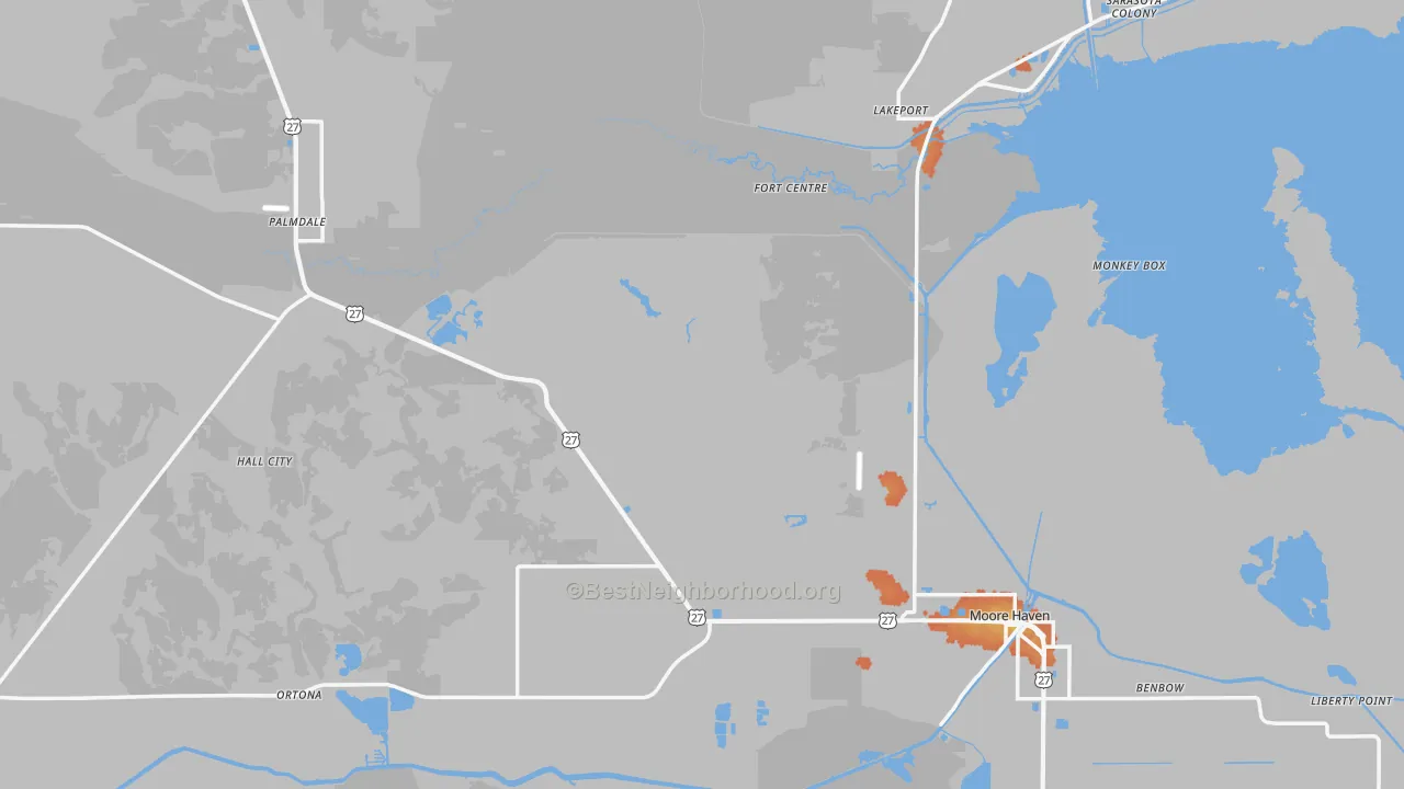 Bike Grade map of Glades County, FL