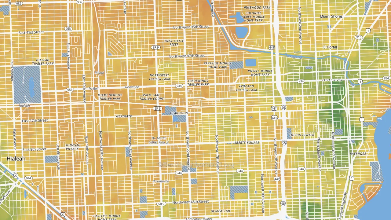 Bike Grade map of Gladeview, FL