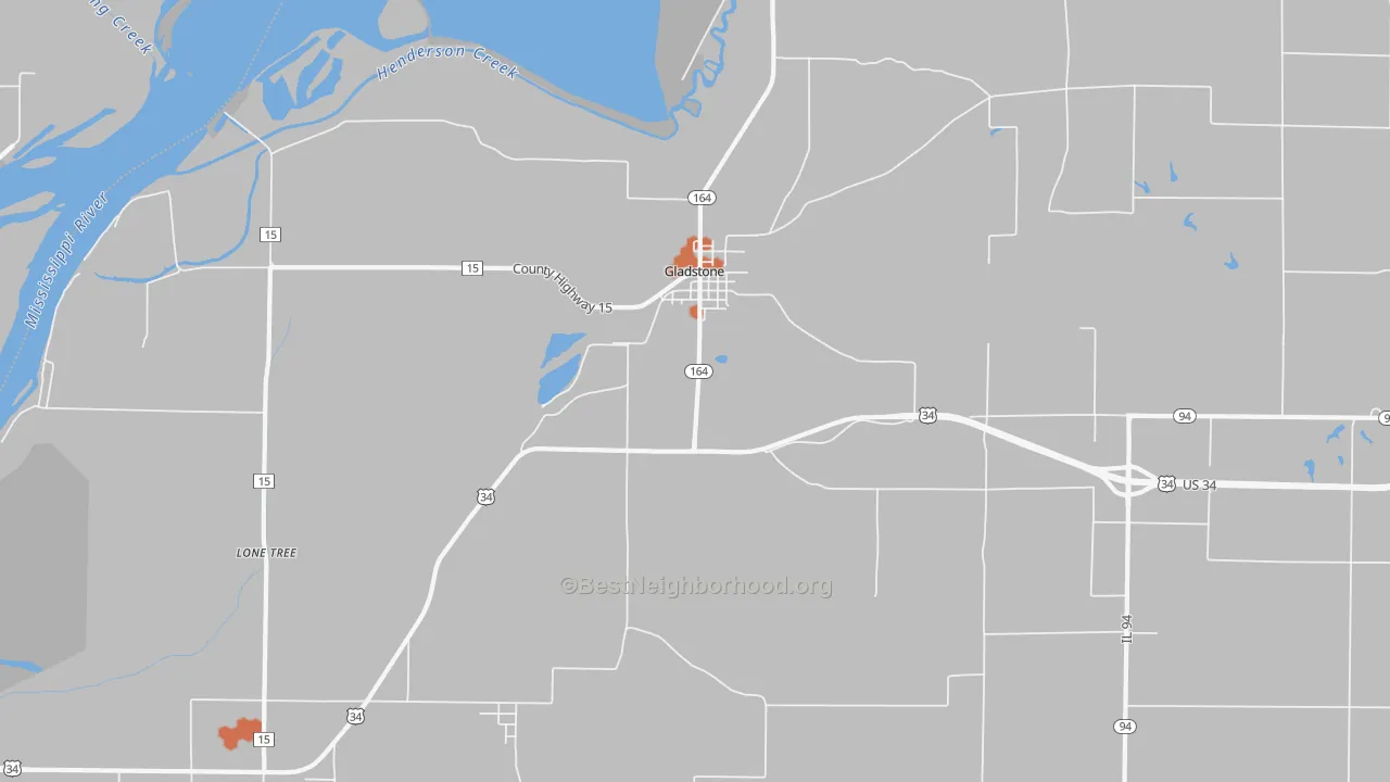 Bike Grade map of Gladstone, IL