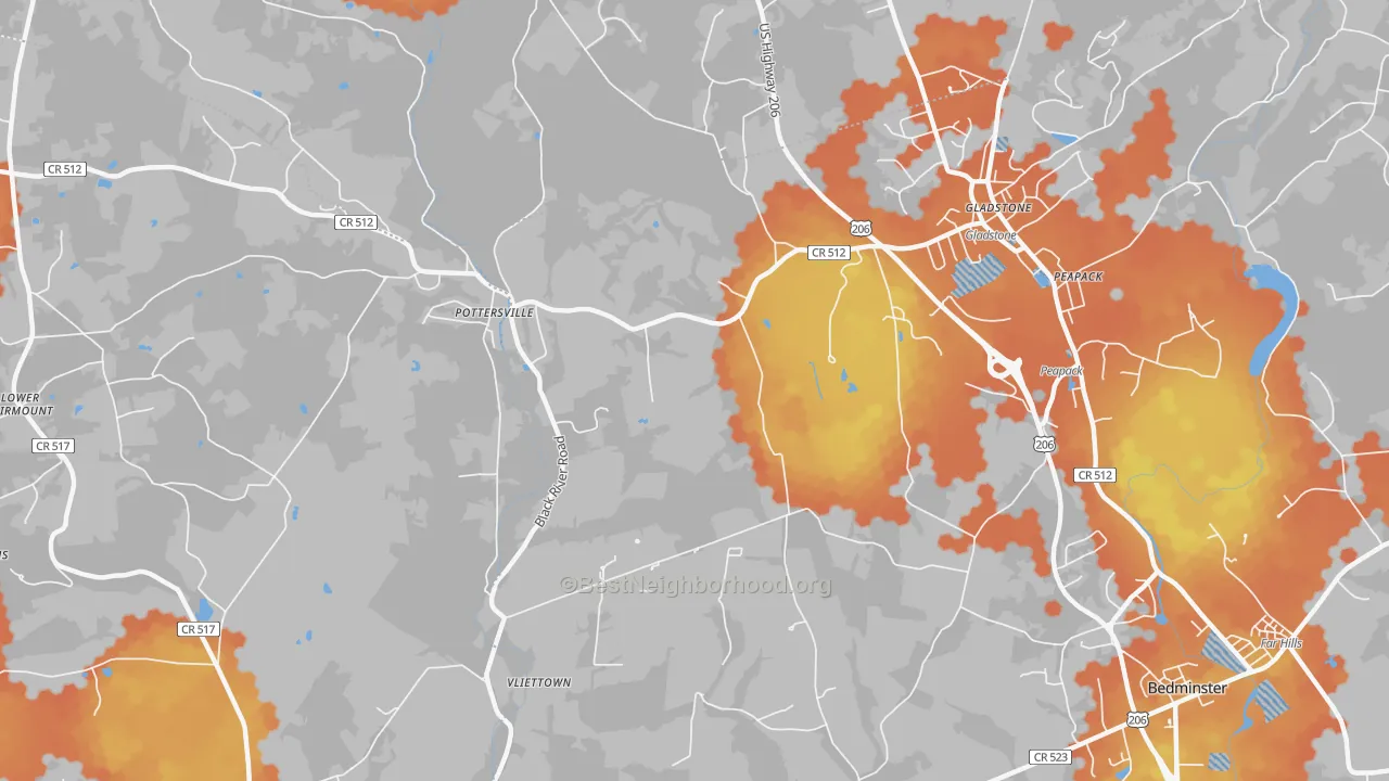 Bike Grade map of Gladstone, NJ