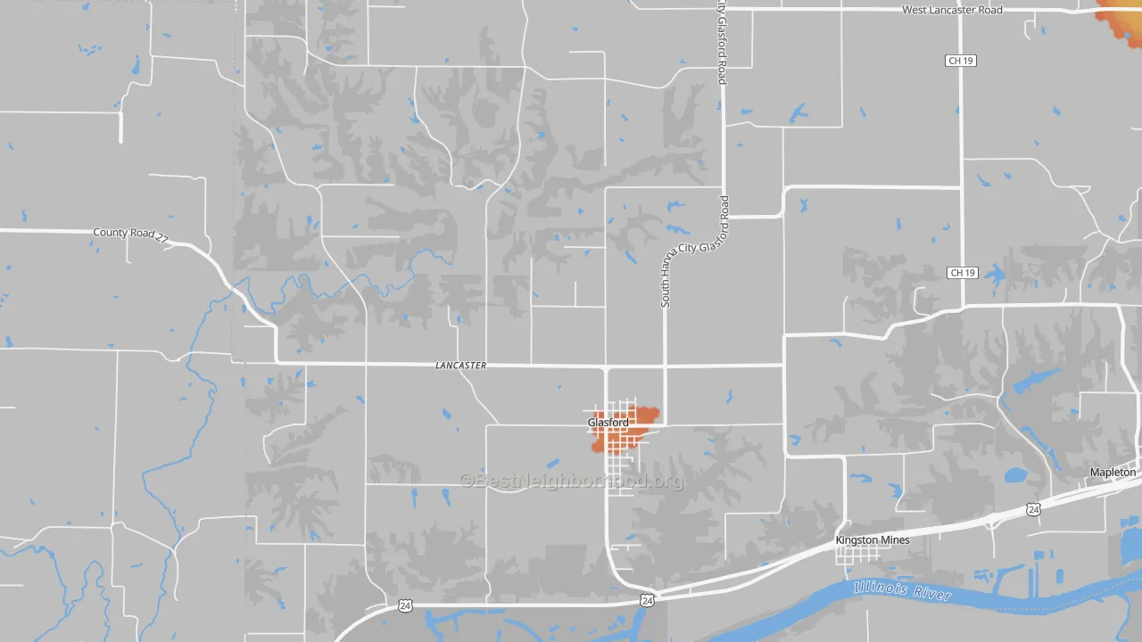 Bike Grade map of Glasford, IL