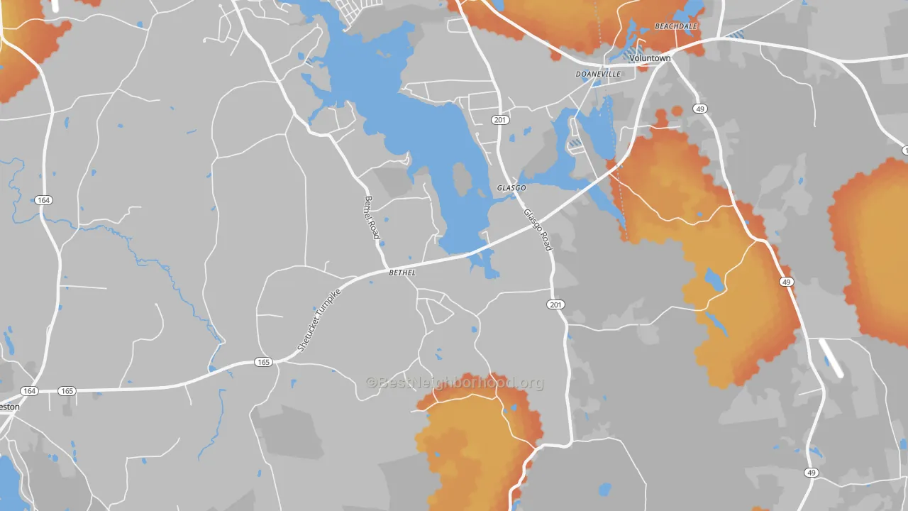 Bike Grade map of Glasgo, CT