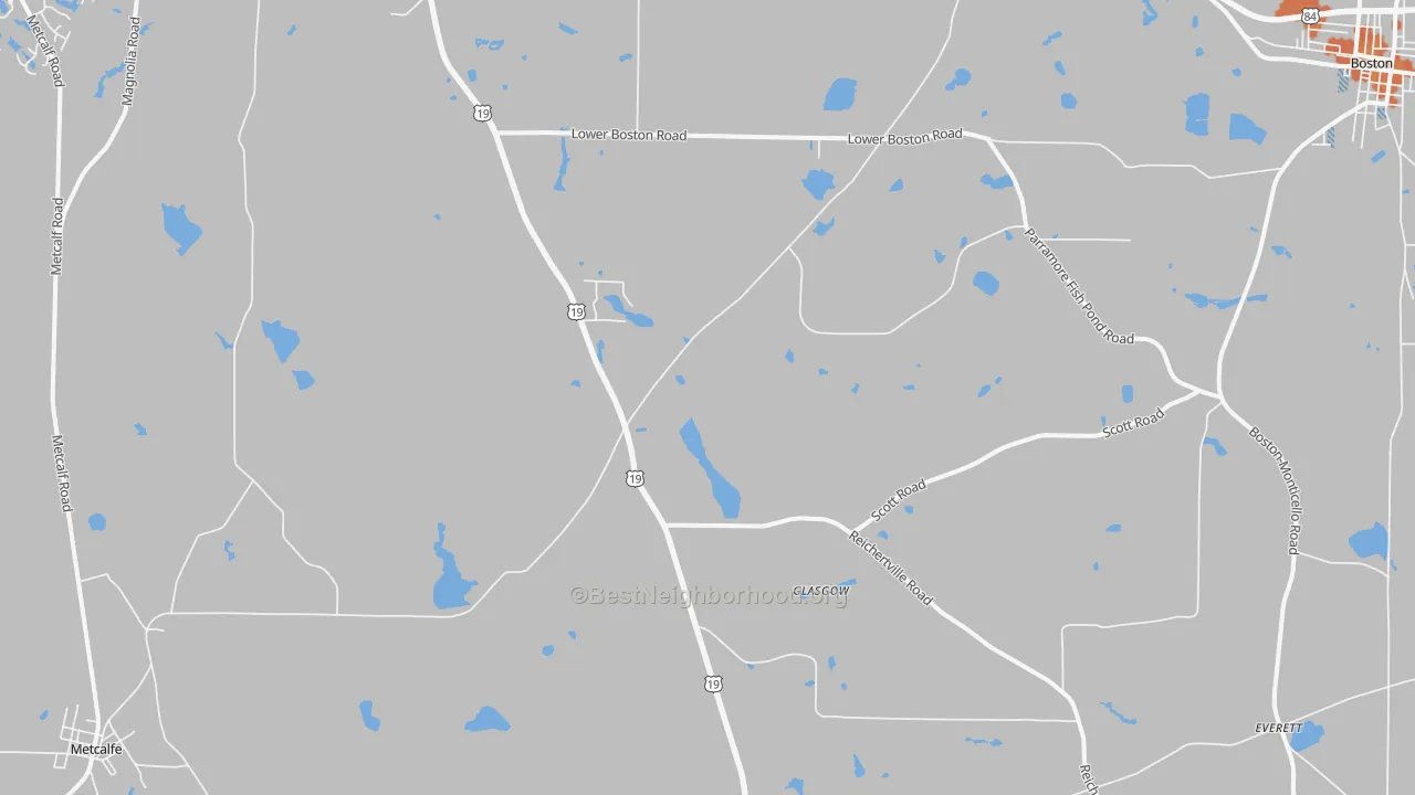 Bike Grade map of Glasgow, GA