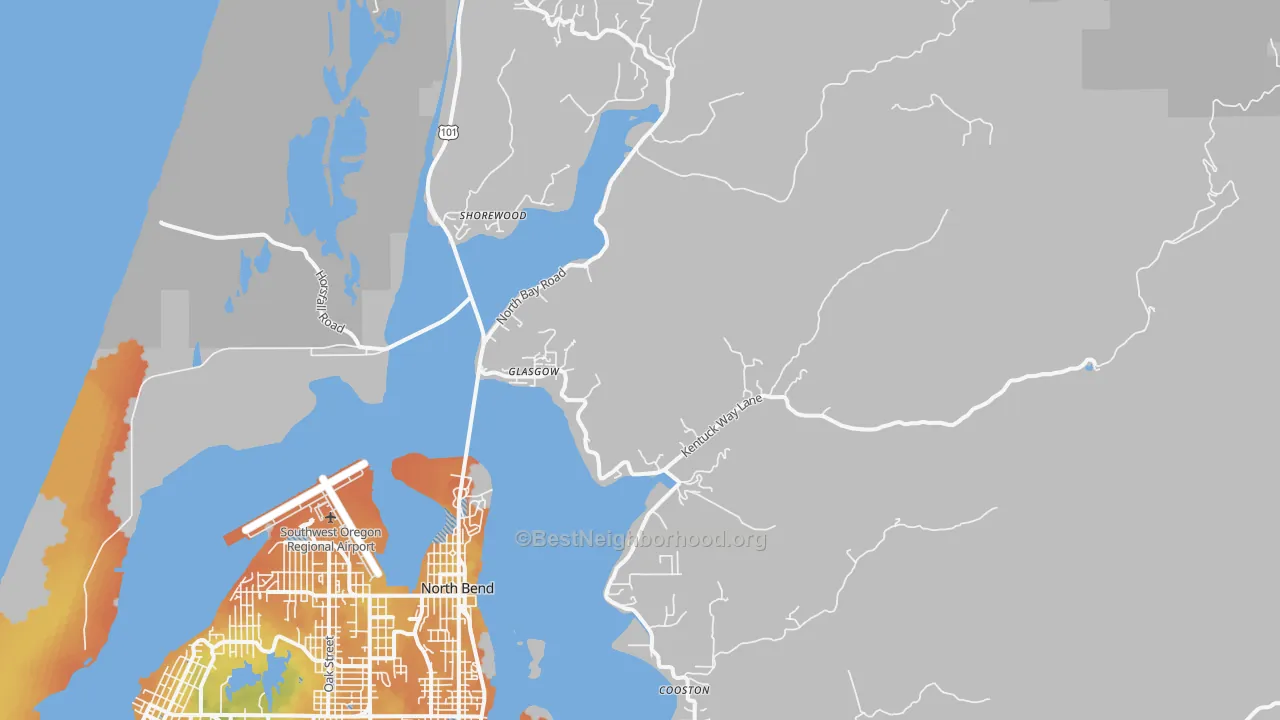 Bike Grade map of Glasgow, OR