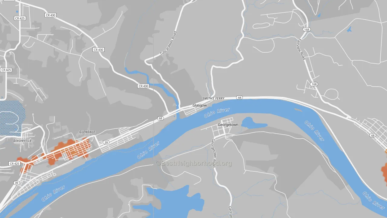 Bike Grade map of Glasgow, PA