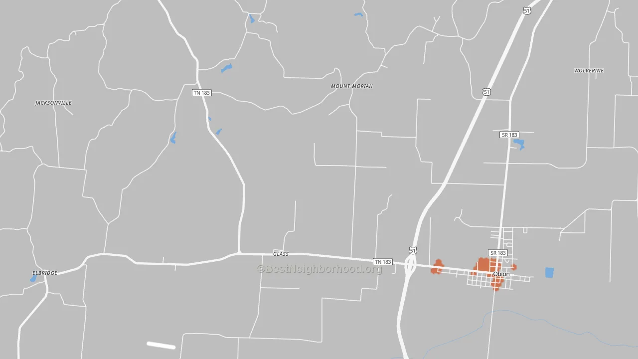 Bike Grade map of Glass, TN