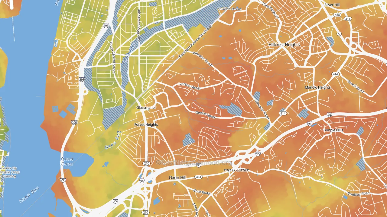 Bike Grade map of Glassmanor, MD